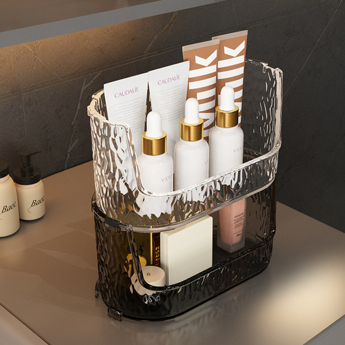 Light luxury glacier pattern mirror cabinet storage box bathroom bathroom cabinet organizer box washbasin cosmetics storage rack