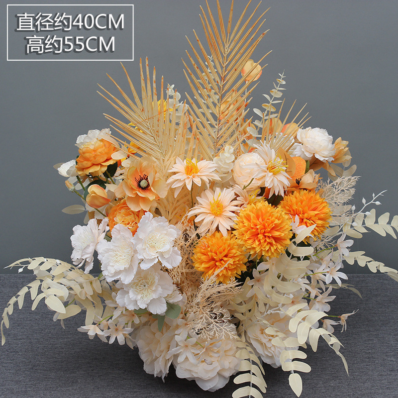 新款婚庆大款地排花绢花成品装饰尤加利花排台路引婚礼花艺|undefined