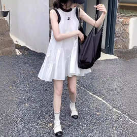 女童白色连衣裙夏季2024新款女大童夏款裙子初中生高级感夏装吊带