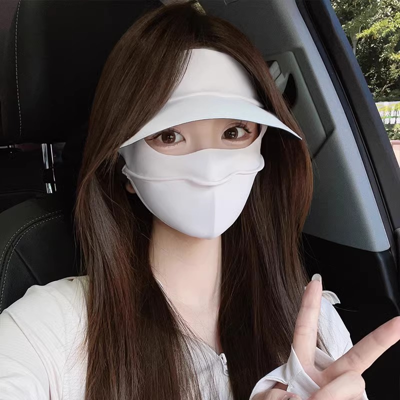 Máscara facial de protección solar, máscara facial completa, protección UV integrada, máscara facial transpirable para exteriores, ala ancha.