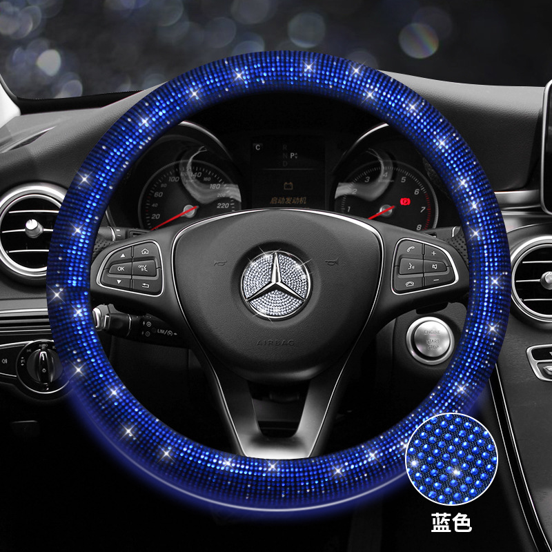 Diamante azul diamante accesorios del coche traje de la cubierta del engranaje del freno de mano hombro cubierta protectora cubierta del volante al por mayor