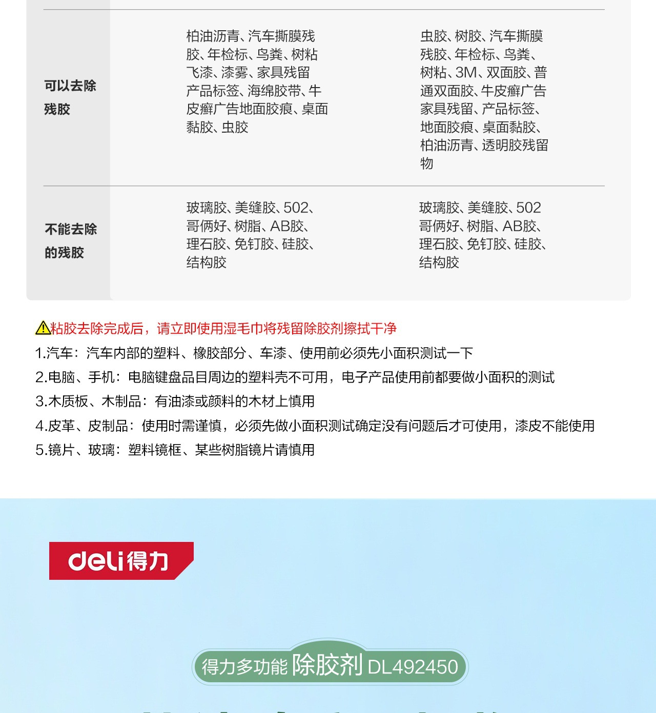 Deli Glue Remover, Glue Removal Artifact, Car Adhesive, Non-drying, Degumming, Strong Household DL 492268 DL 492450
