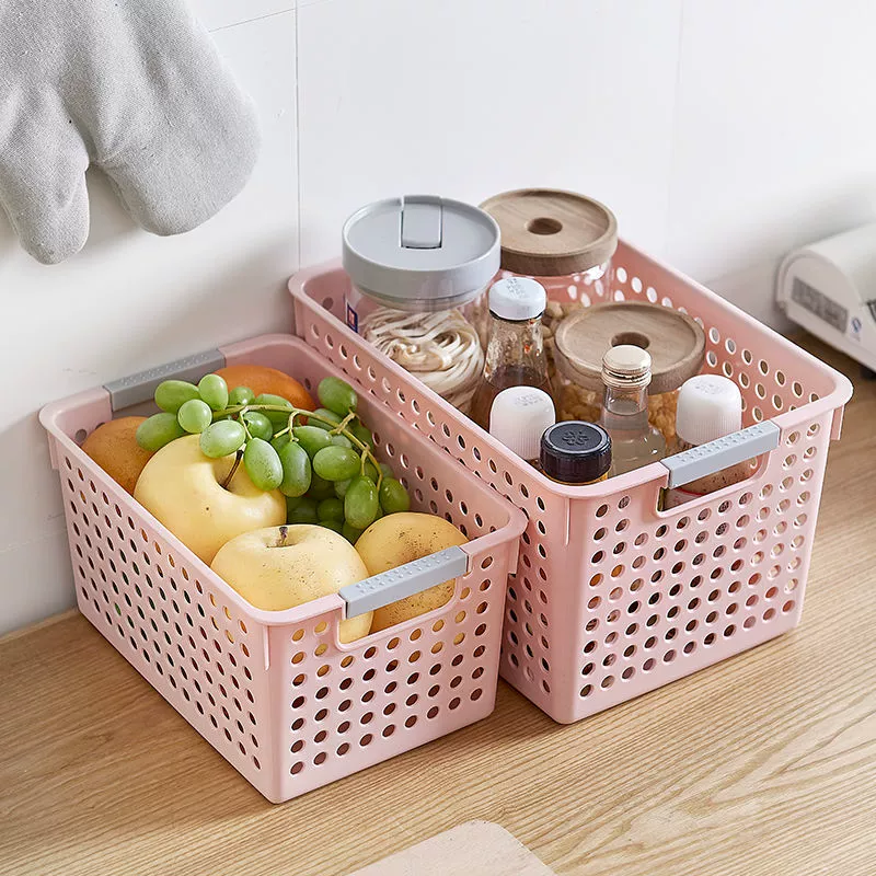 Plastic storage basket, universal table storage box for documents, food play, toy, storage system