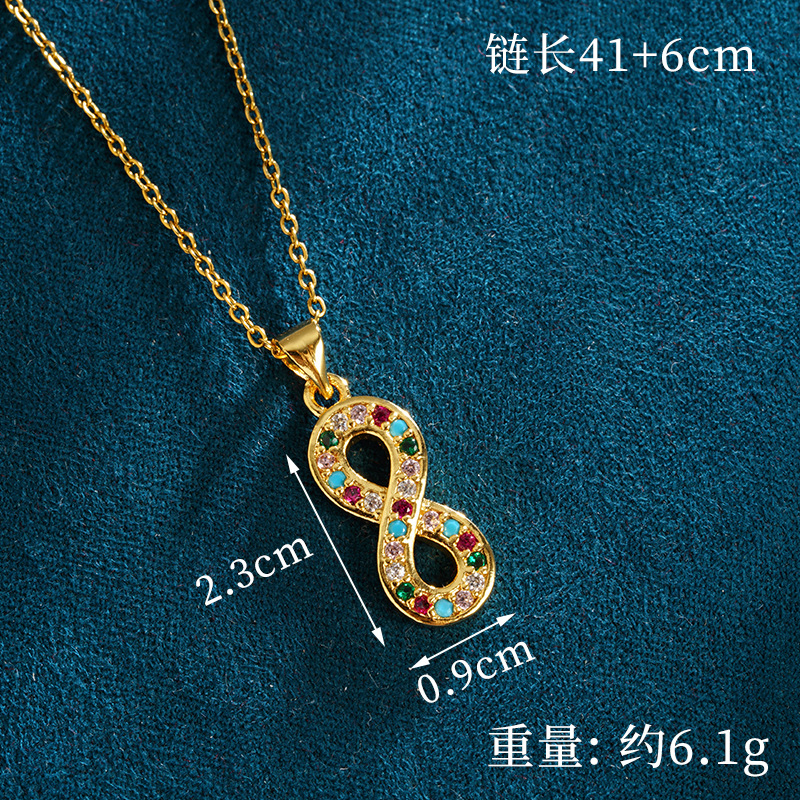 Vietnam Shajin estilo europeo y americano ligero lujo hueco número 8 collar tendencia aretes de todo fósforo moda joyería de larga duración que no se desvanece