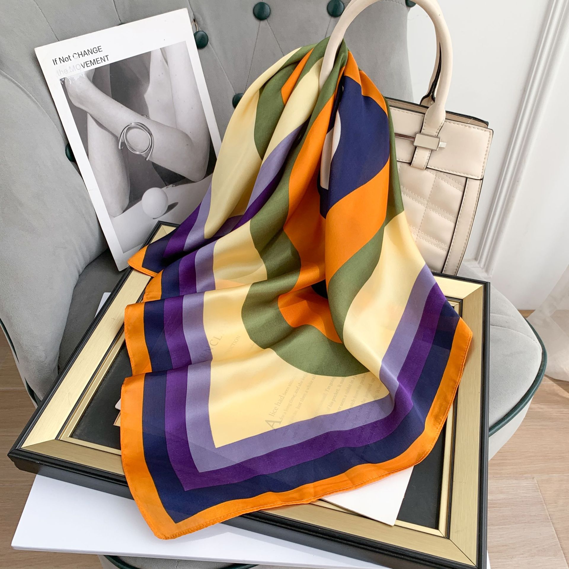 Pañuelo de Seda Sintética, Nuevo Modelo 2025, Primavera-Verano, Versátil, Popular en Internet, Pañuelo Cuadrado de Moda, Decoración Profesional para Combinar con Camisas, Elegante Pañuelo para el Cuello