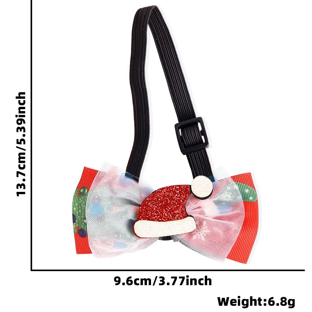 Navidad transfronteriza decoración pet corbata gato perro vestido de Año Nuevo tela de terciopelo hojas verdes collar de arco