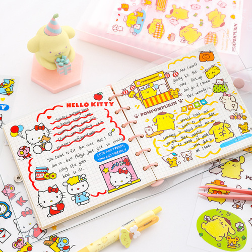 Sanrio PET sticker cute cartoon transparent waterproof sticker notebook material sticker notebook girl heart sticker