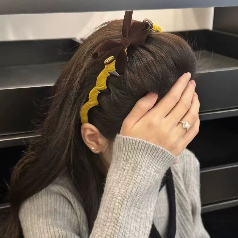 浪漫少女 黑色蕾丝边丝绒蝴蝶结双马尾飘带发箍女后脑勺夹子头饰|undefined