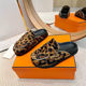 Spring 2025 New Muller Half-Slip Boken Slippers Flat Heel-Free Lazy Slippers Genuine Leather Shoes for Outer Wear