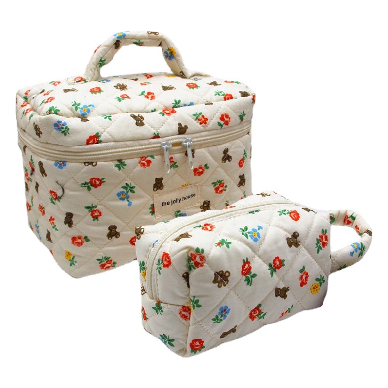INS flor bolsa de cosméticos bolsa de almacenamiento de algodón de gran capacidad de viaje bolsa de lavado Portátil Bolsa de cepillo cosmético estudiante caja de lápiz