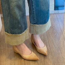 文艺百搭内增高一脚蹬通勤2025新款鞋百搭复古外穿尖头气质小单鞋