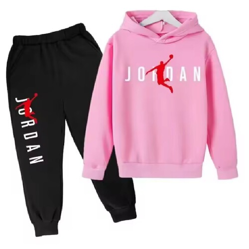 Cross-border new children's sweater suit European and American popular fashion printed pattern hoodie suit top pants 2025