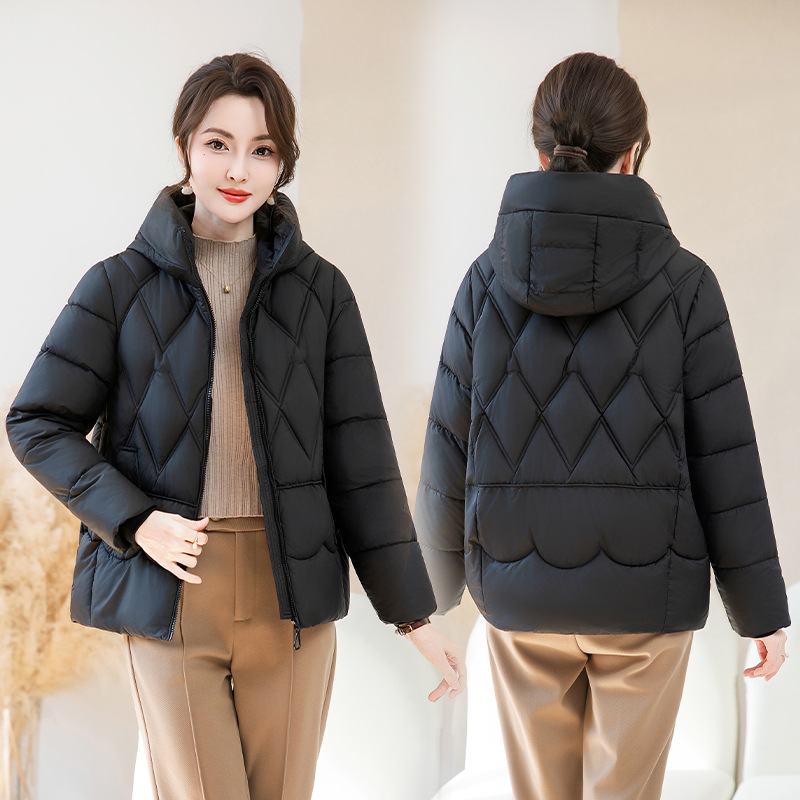 엄마의 나이를 줄여주는 스타일리시한 다운 코튼 코트, 여성용 루즈한 빅사이즈 코튼 코트, 2025 겨울옷, 중노년용 코튼 패딩 쇼트 코트