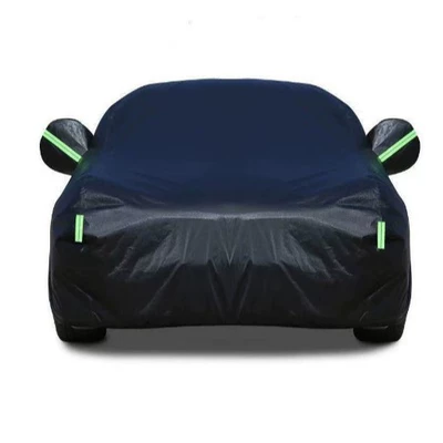 In-Stock Cross-Border Car Cover, Full Black Heat-Absorbing Car Cover, Waterproof, Sun-Proof, Rain-Proof, Oxford Cloth for Outdoor Car Body (Car clothing) - l-black