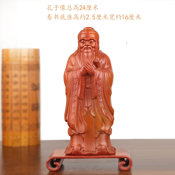 Large statue of Confucius with scroll base