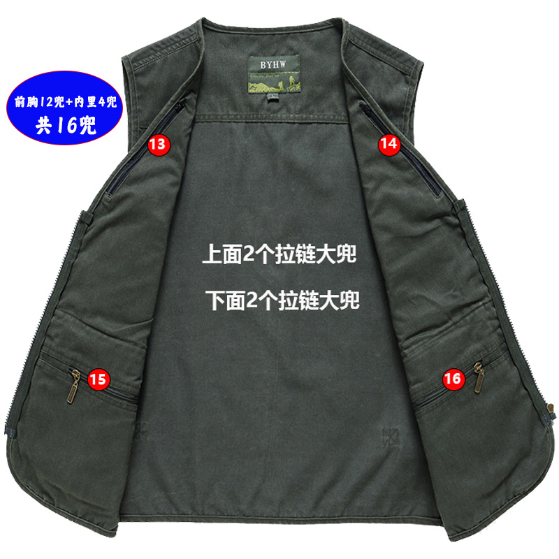 Exportación de comercio exterior chaleco negro de primavera y otoño para hombres con logotipo de impresión de bolsillo al por mayor de 300 jin chaleco clip