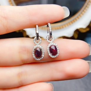 New natural opal earrings S925 silver inlaid main stone 5*7mm Joker net red explosions women's jewelry wholesale