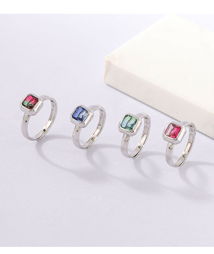 European And American Fashion Color Treasure S925 Silver Opening Adjustable Retro Popular Ring Wholesale display picture 1