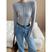 司南 长期实穿主义 解构中缝线修身正肩显瘦打底长袖T恤 SN8104