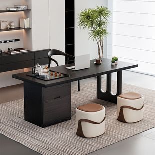 Italian Normcore Solid Wood Tea Table Home Office Desk Integrated Tea Table Water Kettle Embedded 2025 New Style