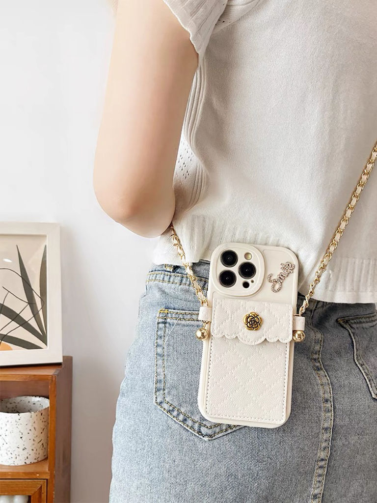 Camellia Card Holder Phone Case For Iphone 15 Pro Max And 14_voghion.com