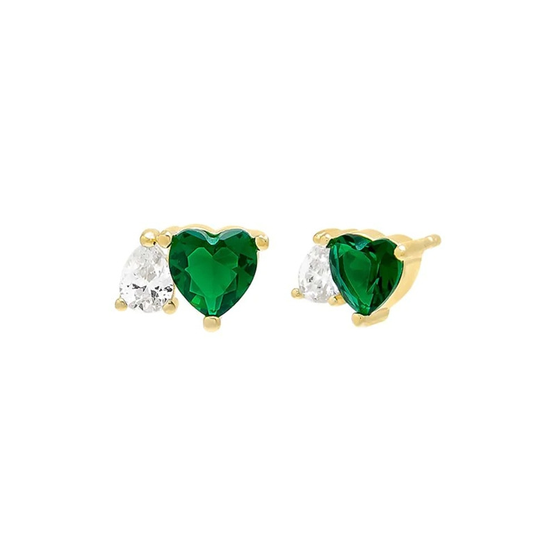Fashion Heart Shape Sterling Silver Plating Zircon Ear Studs