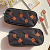 Brand cute capacious pencil case, stationery for elementary school students, storage bag, South Korea, with little bears, with embroidery