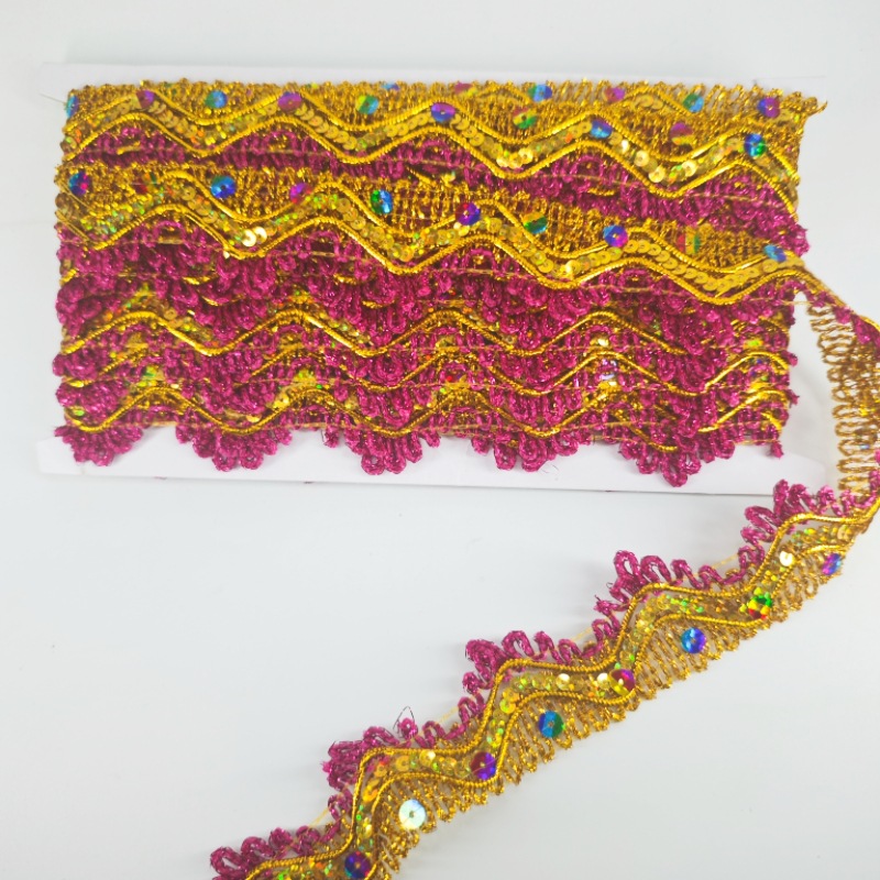 Colorido oro seda triángulo lentejuelas estilo étnico Festival del medio otoño torre plegable encaje camión grande bolso superior encaje sala de Buda para mesa encaje