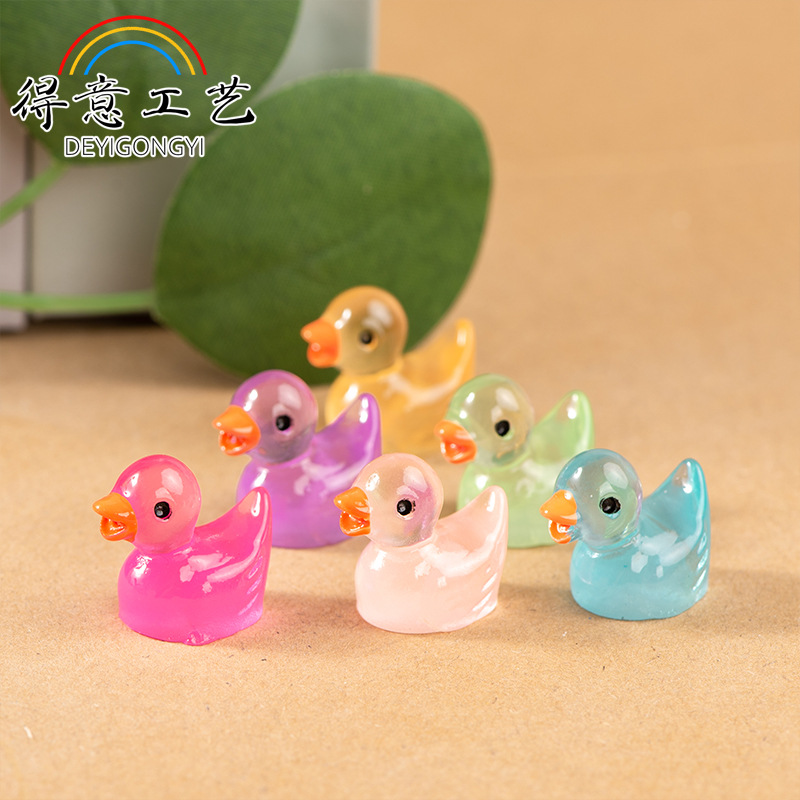 夜光小黄鸭发光迷你公仔小摆件饰品配件小物件办公室桌面房间摆件 4