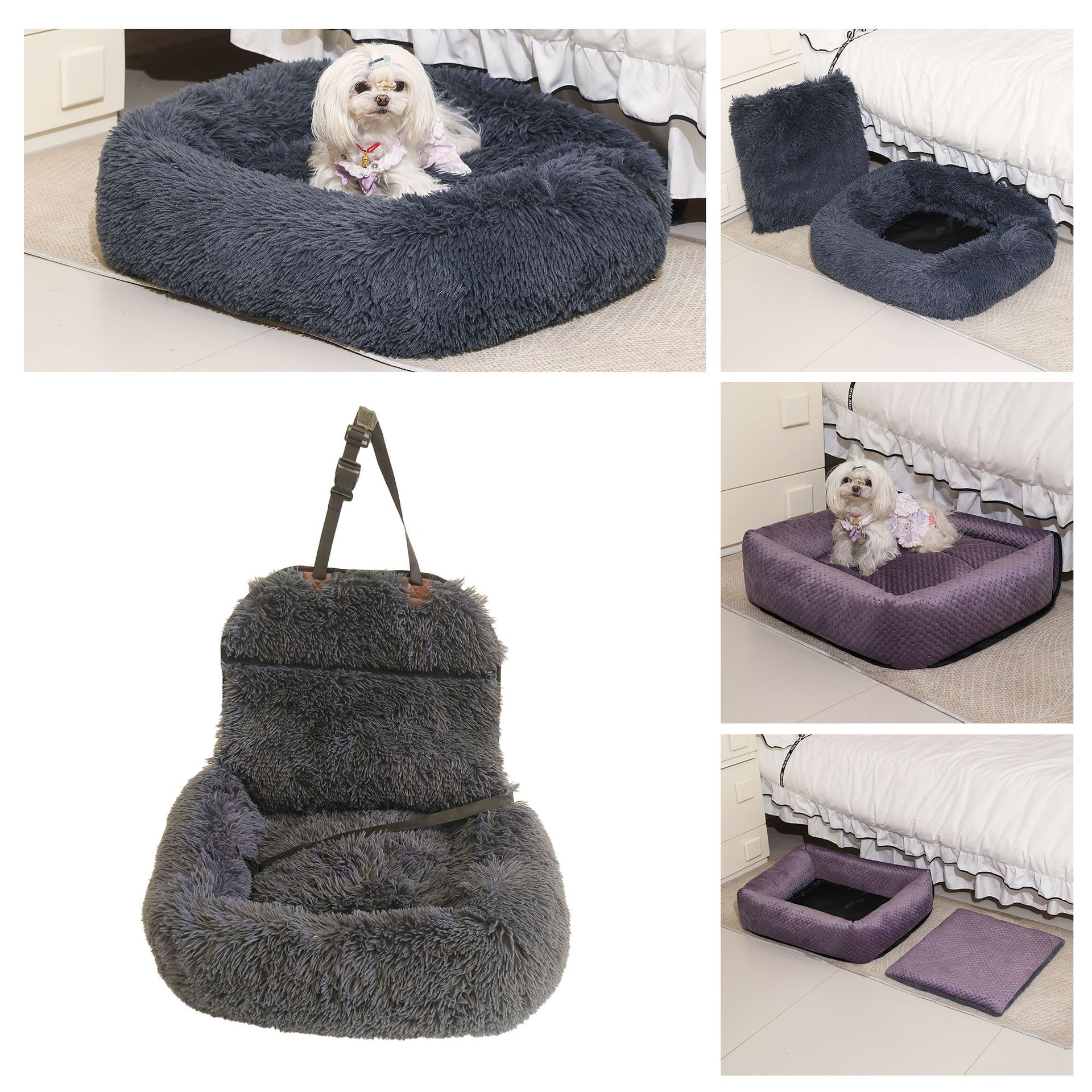 Cojín para mascotas de coche de felpa de invierno, antideslizante, grueso, gato y perro, cojín para silla de coche, color sólido, cómodo cojín para perrera