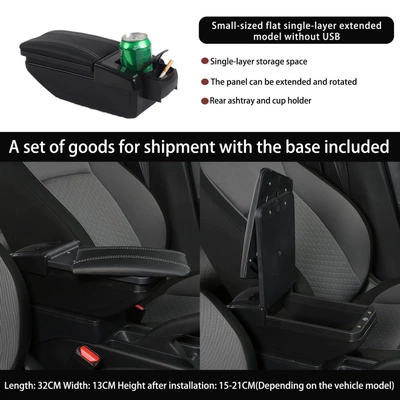 Armrest box – Gr Yaris Japanese Version - small-direct-facing-single-layer-extension-without-usb-model-black-with-white-wire