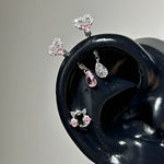 新款爱的魔法棒公主少女心微镶爱心耳蜗钉甜美系ins中性风钛合金