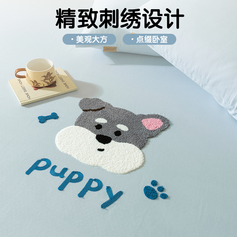 Silla de cama de hilo de doble capa de algodón de una sola pieza 100 toalla de algodón bordado colchón protector funda de cama juego de tres piezas