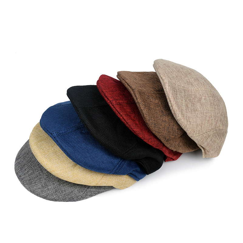 Men's Retro British Style Solid Color Curved Eaves Beret Hat display picture 1