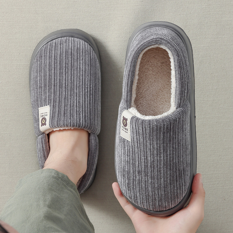 Extra Large Size Cotton Slippers Winter Home Indoor Slippers Autumn and Winter Warm Thick-Soled Non-Slip Bag Heel Cotton Shoes Men's Cross-Border Wholesale