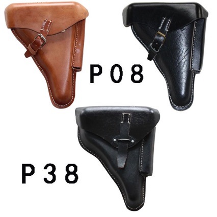 In-Stock P08 Gun Holster Military Enthusiast Outdoor Accessories Film Props Waist Holster Convenient Black First Layer Cowhide Pistol Holster
