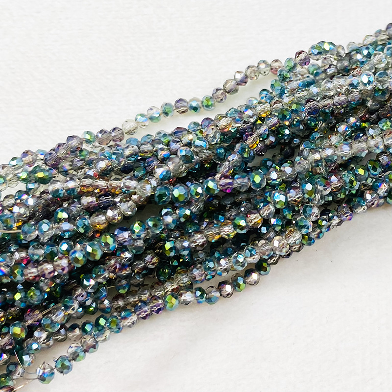 Cuentas planas de 1MM para ruedas de cuentas, cuentas de porcelana AB de alta temperatura, coloridas, transparentes, iridiscentes, facetadas, para pendientes, pulseras, espaciadores y micro cuentas.