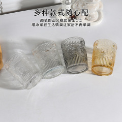 網紅ins高顏值玻璃杯復古浮雕杯子太陽花杯子北歐透明飲料果汁