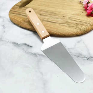 Wooden Handle Cake Spatula Stainless Steel Baking Pizza Spatula Kitchen