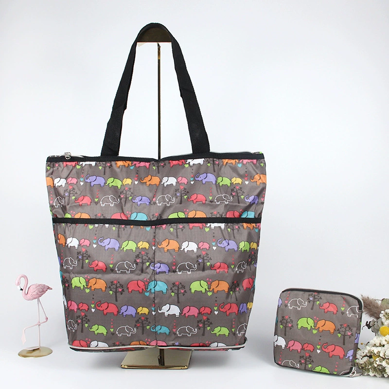 М compressed cartoon folding handheld shopping bag, вместительная льняная сумка, ткань оксфорд, корейский стиль