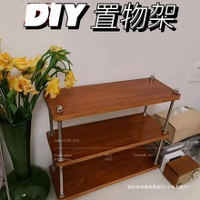 置物架古风架子厨房办公桌马克杯隔层工位桌面收纳书架茶杯复古木