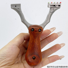 不锈钢折叠弹弓带瞄扁皮传统折叠弹弓免绑口袋弹弓器实木外贸跨境