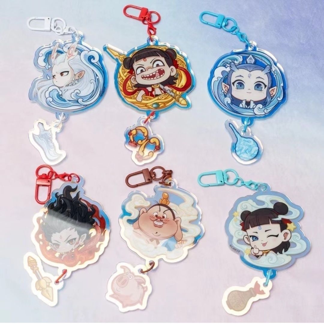 Nezha Movie Merchandise Nezha Ao Bing Acrylic Keychain Pendant High-Quality DIY Bag Hang Decor Ao Guang Taiyi