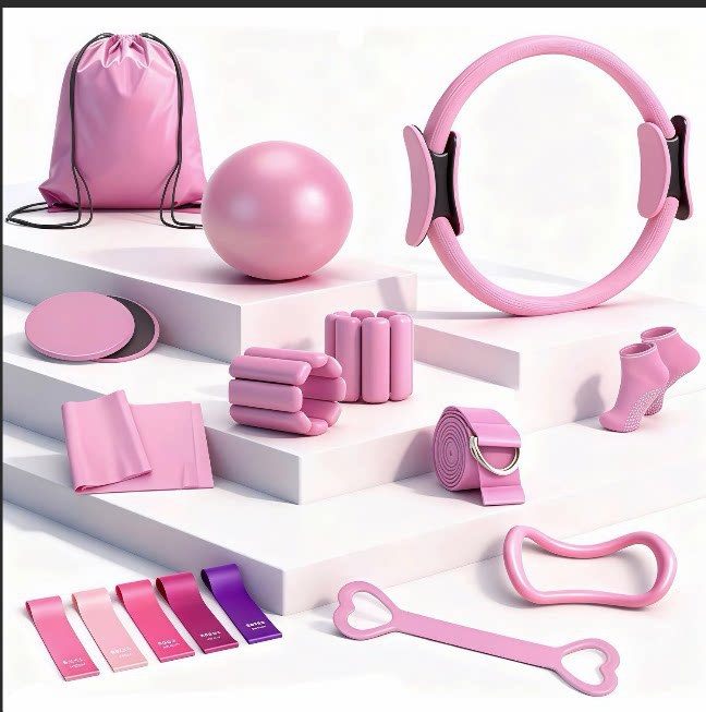 Fabricantes de conjuntos de pilates de forma transfronteriza hombro abierto espalda hermosa correa de resistencia de estiramiento bola de pilates artículos de fitness en el hogar