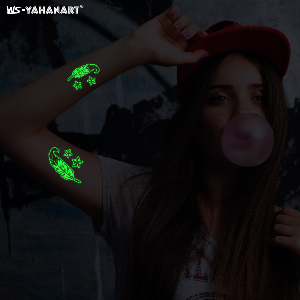 Calcomanías de Tatuaje Luminosas de Papel de Transferencia de Agua para Fiestas y Halloween