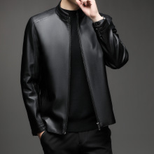诚招代理男士海宁绵羊皮皮衣2025新款时尚立领中年爸爸装休闲外套