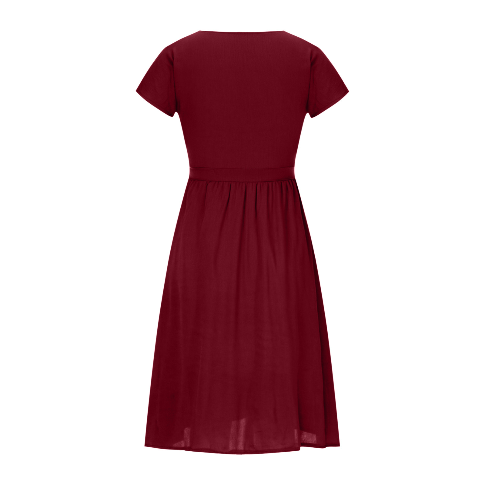 Summer Double Layer Tulle Solid Color Dress Women Deep V Plunge Short Sleeve Waist Controlled Maxi Dress