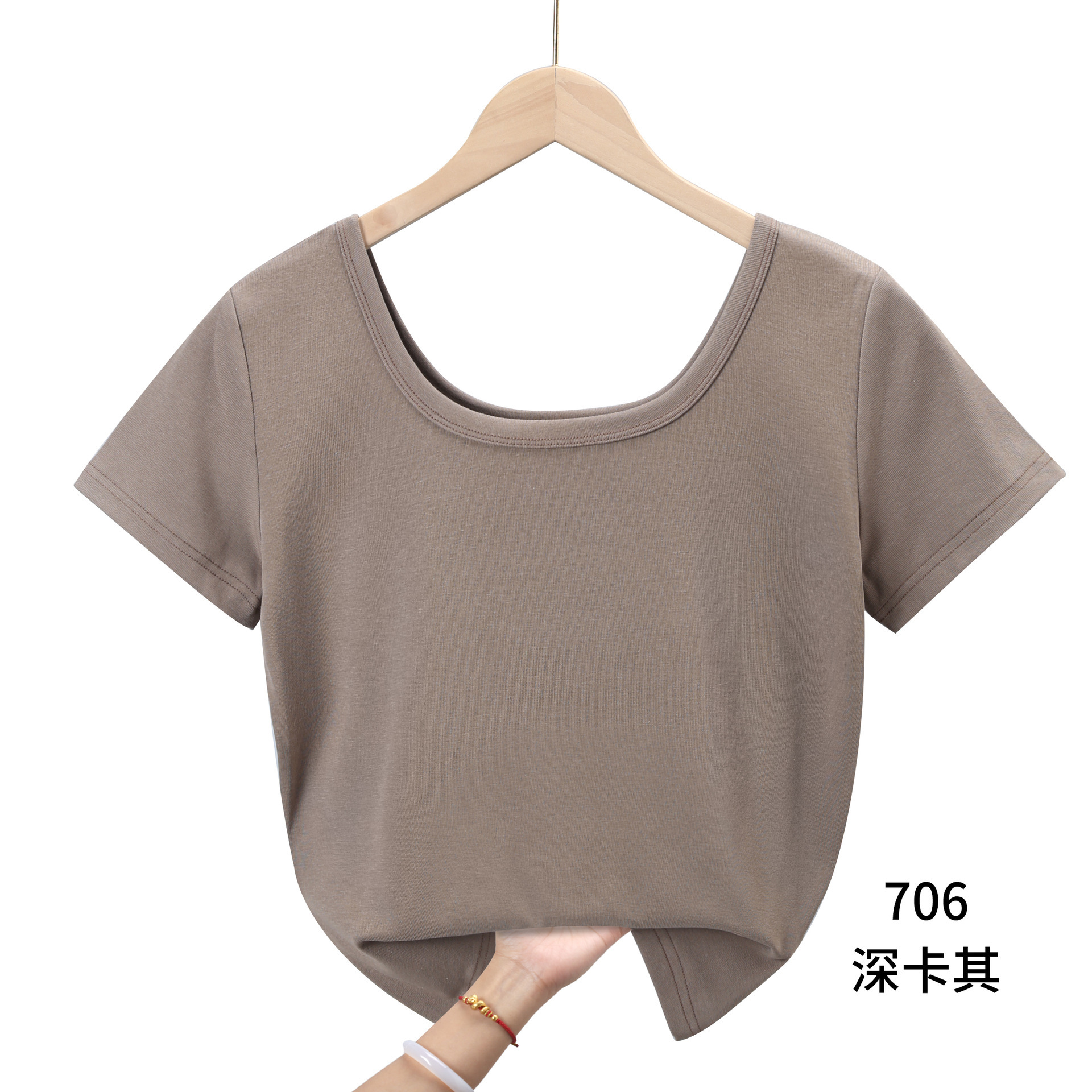 편안한 코튼 여성용 앞뒤 칼라 706 다크카키