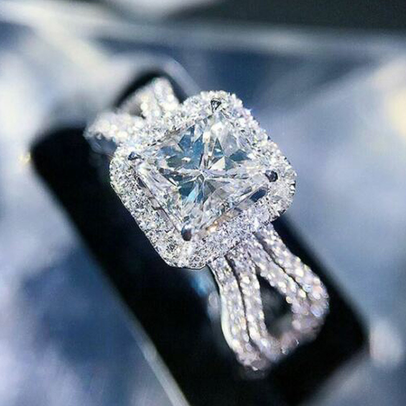 Neuer Ehering Exquisiter Kupfer Voll Diamant Zirkon Damen Verlobung Sring display picture 5