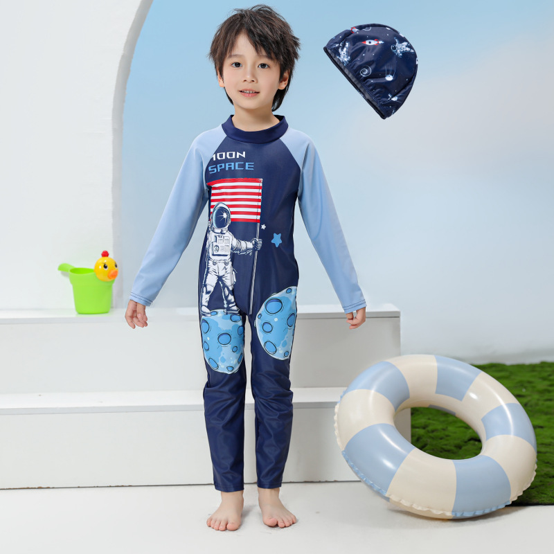 Traje de baño para niños de comercio exterior, traje de natación de secado rápido con protector solar de manga larga para niños, traje de buceo para bebés, traje de surf al por mayor